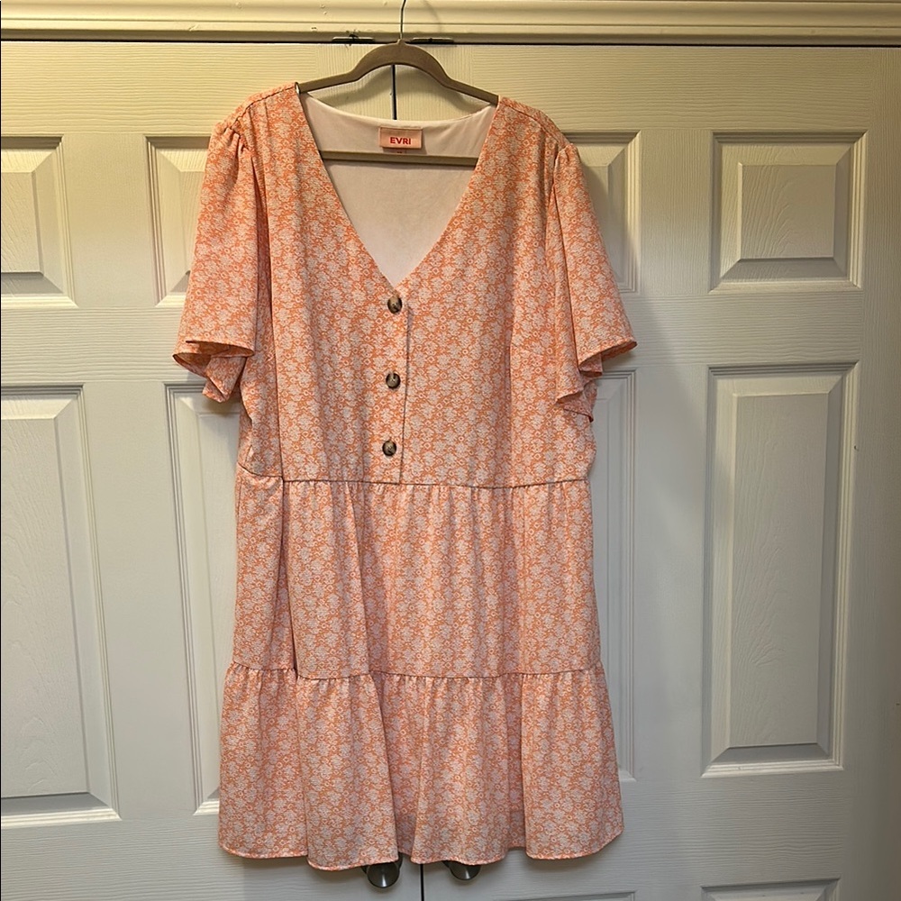 Orange Floral Button-Down Dress